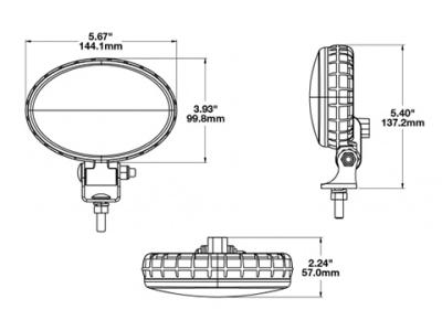 JWS Model 770 XD Oval Work Lights (Flood Beam) Technical Image