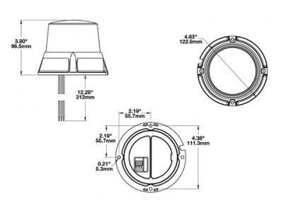 JWS Model 407 LED Strobe Lights Technical Image